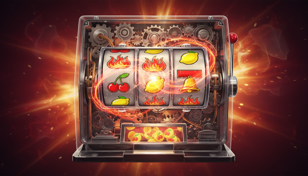 Original illustration of Fire Joker themed slot symbols and game design