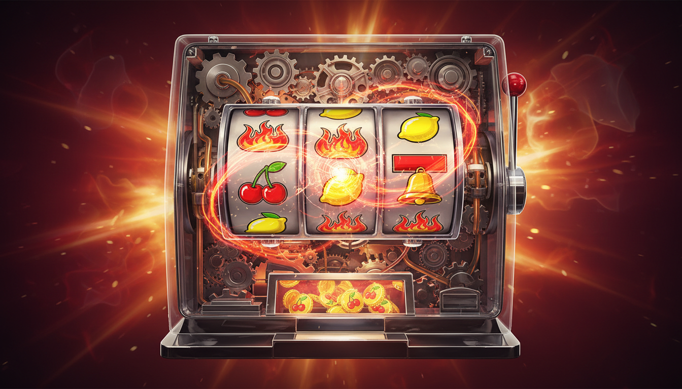 Original illustration of Fire Joker themed slot symbols and game design