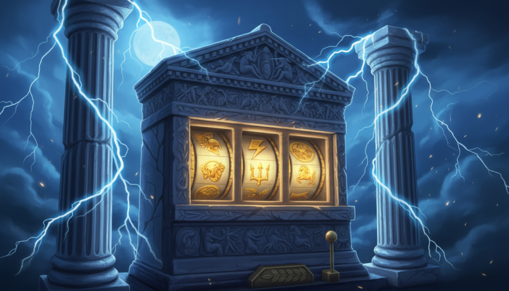 Greek mythology inspired slot reels with lightning and columns