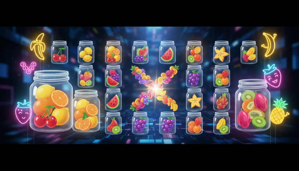 Original illustration of Jammin’ Jars themed slot symbols and game design
