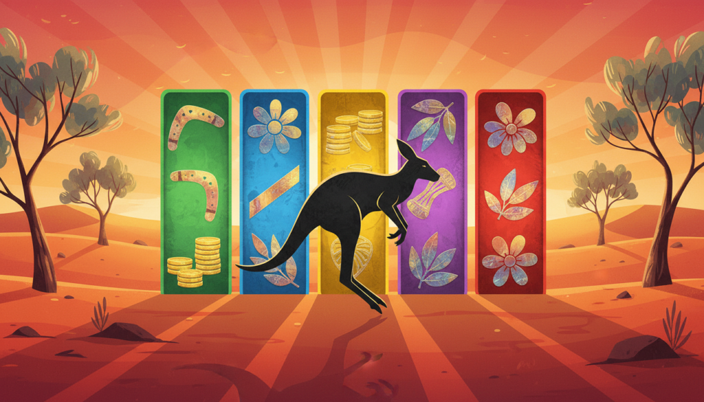 Australian outback kangaroo themed poker machine illustration