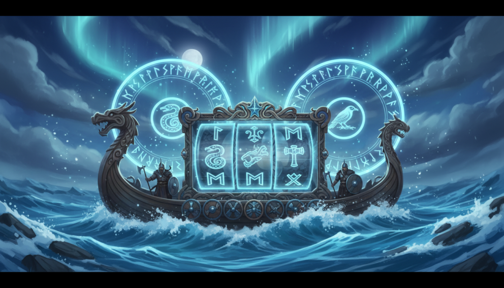 Original illustration of Vikings Go Berzerk themed slot symbols and game design